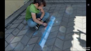 На асфальте «Я ЛЮБЛЮ РОССИЮ»