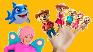 Семья пальчиков - Акуленок - 5 маленьких утят - Три кота - Самолёт - Песенки на английском для детей