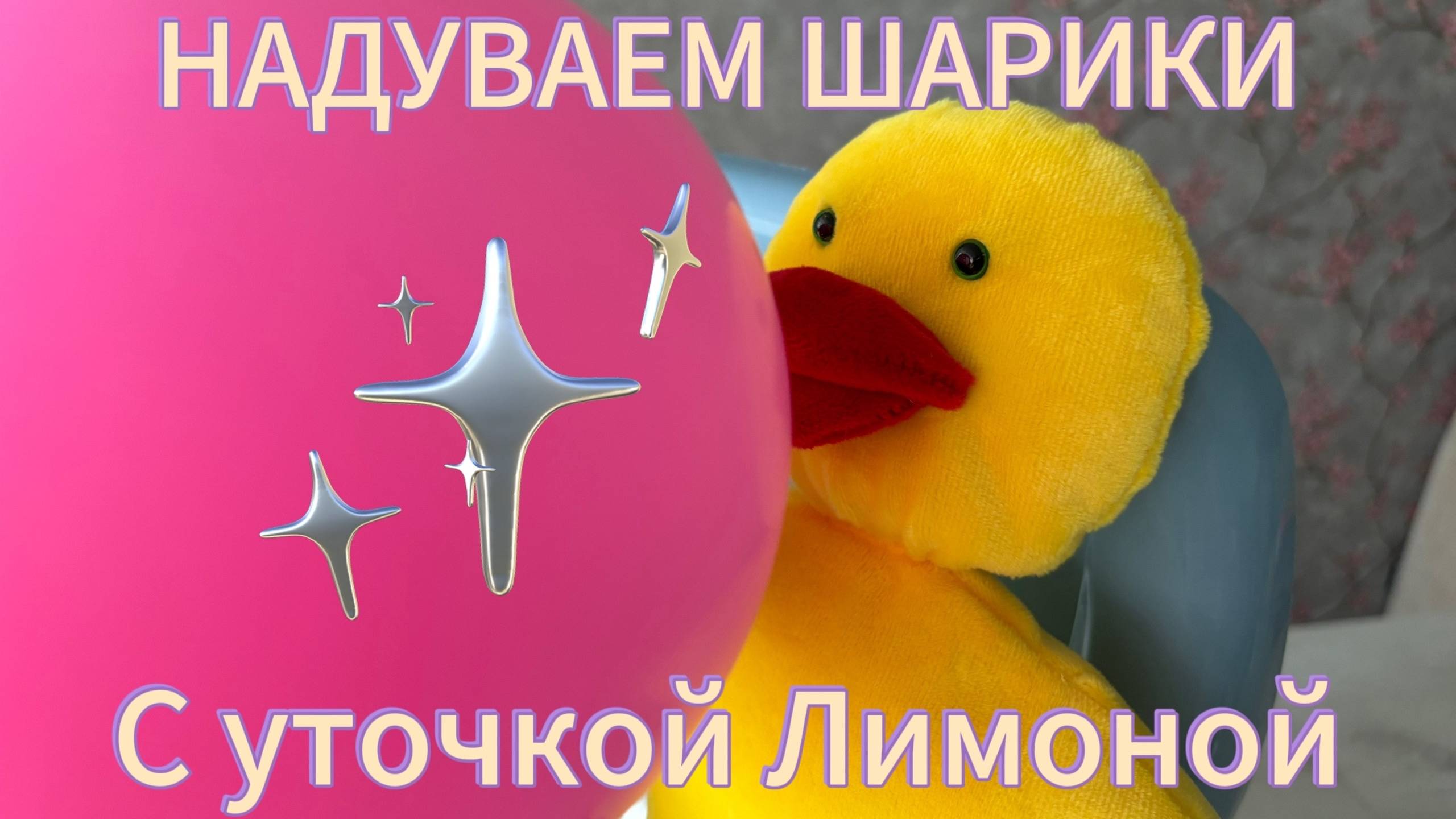 Надуваем шарики с уточкой Лимоной и отпускаем их