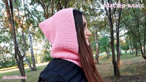 Капор-капюшон спицами платочной вязкой. Подробный мастер-класс. Вязание
