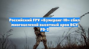 Российский FPV «Бумеранг-10» сбил многоцелевой высотный дрон ВСУ PD-2