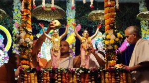 Abhishek on Nityananda Trayodashi in Mayapur Chandrodaya Mandir