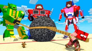 Трансформеры Джей Джей и Майки против Мобов в Майнкрафт - Кто сильнее? Minecraft мультфильм