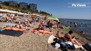 Анапа сегодня 19 июля 2025. Пляж Высокий Берег. Чёрное море. Отдых и погода в Анапе сейчас