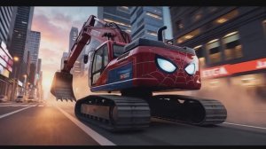 Экскаватор-Супергерой! Детская рок-песня про Спайдермена с экскаватором( Машина человека паука)