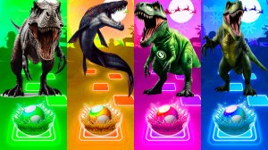 ГРОЗНЫЕ ДИНОЗАВРЫ vs ЗЕЛЕНЫХ ДИНОЗАВРОВ 161 уровень | МУЛЬТФИЛЬМЫ ДИНОЗАВРЫ в Tiles Hop