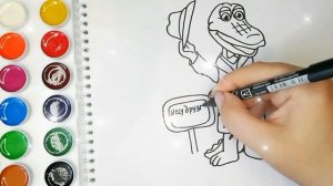 Раскраска для детей КРОКОДИЛ ГЕНА И ЧЕБУРАШКА. Мультик-раскраска. Учим цвета.