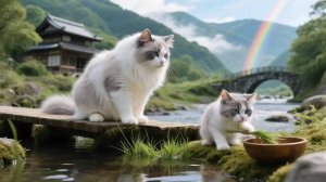 🌿🐱 Мама-кошка и котёнок собирают целебные травы для дедушки! Трогательное приключение кошек