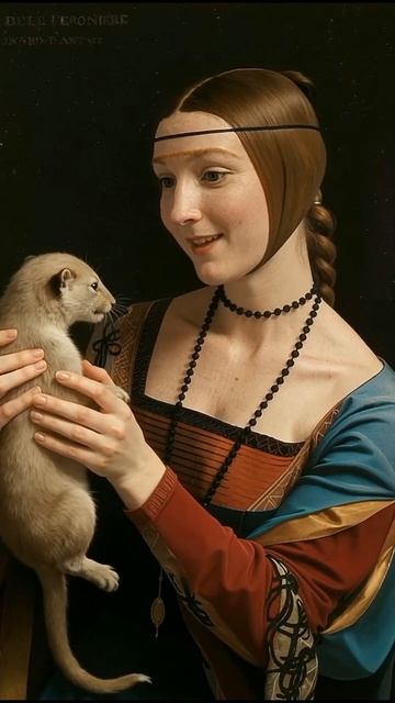 Ожившая картина Леонардо да Винчи «Дама с горностаем» смотреть онлайн