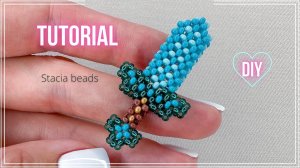 Как сплести 2D Алмазный Меч из игры Minecraft бисером в технике крестик