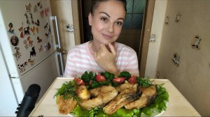 Мукбанг🐟Жареный сазан и много овощей 🥗🥦Наш переезд из Украины 🚍