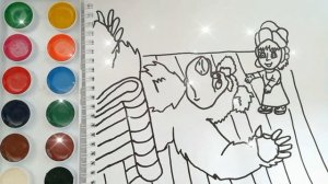 Раскраска для детей МАША И МЕДВЕДЬ. Мультик-раскраска. Учим цвета.