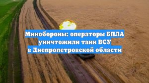 Минобороны: операторы БПЛА уничтожили танк ВСУ в Днепропетровской области