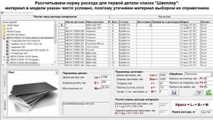 Загрузка изделия, расчет норм расхода материалов