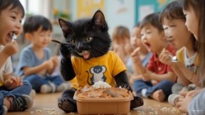 Кошка и еë  котенок.