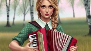 Анимационное видео: Девушка на поле с аккордеоном. Песни