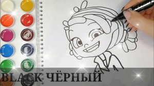 Раскраска для детей СКАЗОЧНЫЙ ПАТРУЛЬ. АЛЁНКА. Мультик-раскраска. Учим цвета.