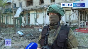 Следователями Следственного комитета России производится фиксация последствий обстрела Донецка