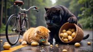 🚴🐆 Рыжий котёнок спасает Чёрную пантеру! Авария, приключения и вкуснейшие рёбрышки в этой истории