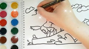 Раскраска для детей НУ ПОГОДИ. ВОЛК. Мультик-раскраска. Учим цвета.