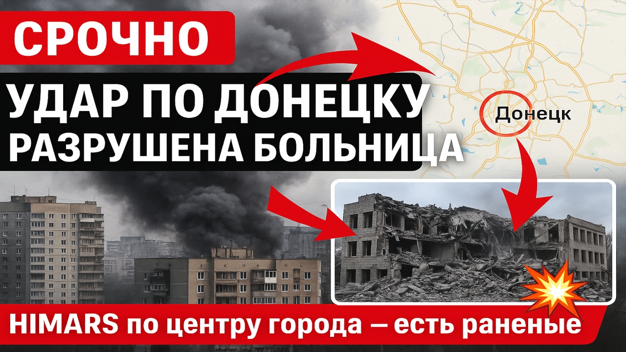 ⚡ Срочно: ВСУ нанесли удар HIMARS по центру Донецка — есть раненые, разрушена больница