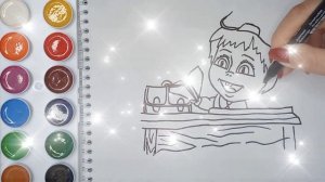 Раскраска для детей МАША И МЕДВЕДЬ. МАША. Мультик-раскраска. Учим цвета.