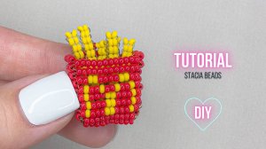 Как сделать Картофель фри в Коробочке  Объемные фигурки из бисера для кукол своими руками DIY