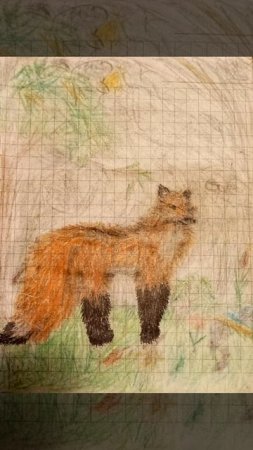 Рисунок простыми цветными карандашами🦊 лиса на фоне приближающейся🍂🍁 осени