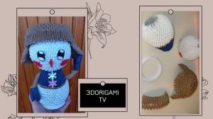 Снеговик в шапке модульное оригами часть 2✧  3d origami snowman tutorial part 2  ✧ 3d origami lesson