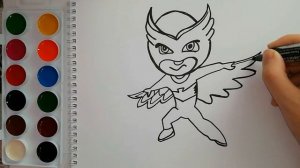 Герои в масках. PJ Masks. Амайя/Алетт. Amaya/Owlette. Раскраска для детей. Учим цвета.