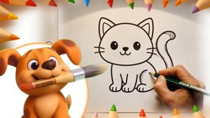 Как нарисовать КОТИКА. Оживающие рисунки для самых мал