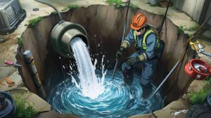 Ремонт прорыва в водопроводной трубе под давлением