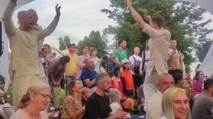 Kirtan in a park, Moscow, Russia by Smita Krishna prabhu and Sharad Bihari brabhu from Vrindavan