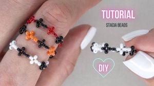 Как сделать Простое кольцо из бисера с маленькими крестиками