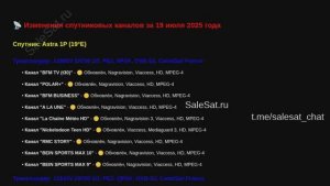 Новости транспондеров от 19.07.25