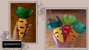 3d origami carrot tutorial | Модульное оригами морковь