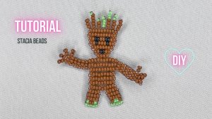 Фигурки из бисера Стражи галактики Дерево ГРУТ в технике параллельное плетение Diy