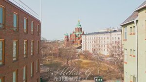 Хельсинки остров Катаянокка, полёт вдоль старинных жилых зданий