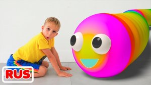 Влад и Ники и История о червяках из игры! Видео для детей.