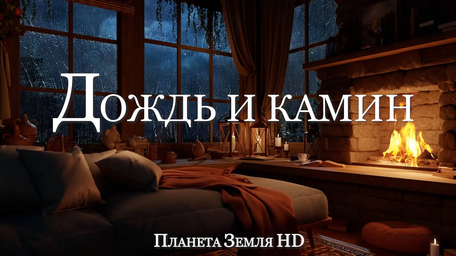 Успокаивающий шум дождя и горящего камина/ Для Сна и Релаксации HD