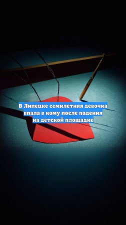 В Липецке семилетняя девочка впала в кому после падения на детской площадке