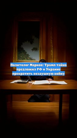 Политолог Марков: Трамп тайно предложил РФ и Украине прекратить воздушную войну