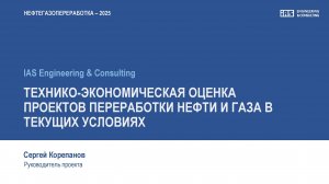 Технико-экономическая оценка проектов переработки нефти и газа в текущих условиях