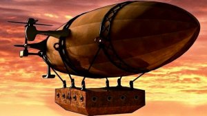 Первый дирижабль. История авиации и воздухоплавания.