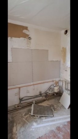 Монтаж гипсокартона перед монтажем кухонного фартука. Ремонт. Нарвская. Калининград.