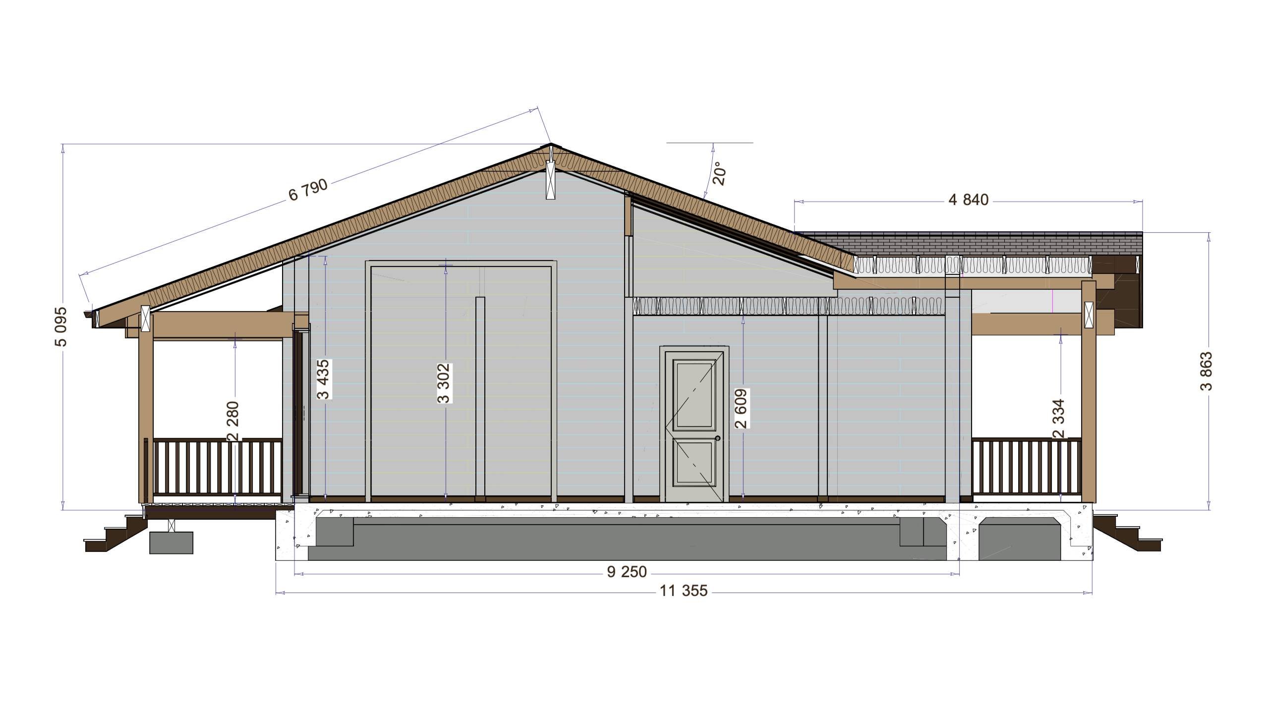 Кд209, проект одноэтажного дома из клееного бруса Кд209 v2