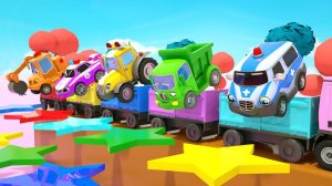 Красочная машинка прыгает с горки - Детские стишки и песенки для малышей (Английский детям)