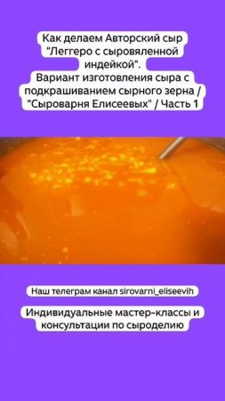 Авторский сыр "Леггеро с индейкой".Вариант изготовления сыра с подкрашиванием сырного зерна/ Часть 1