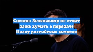 Соскин: Зеленскому не стоит даже думать о передаче Киеву российских активов