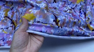 Трикотаж  голубого цвета с принтом сиреневые ветки 38306